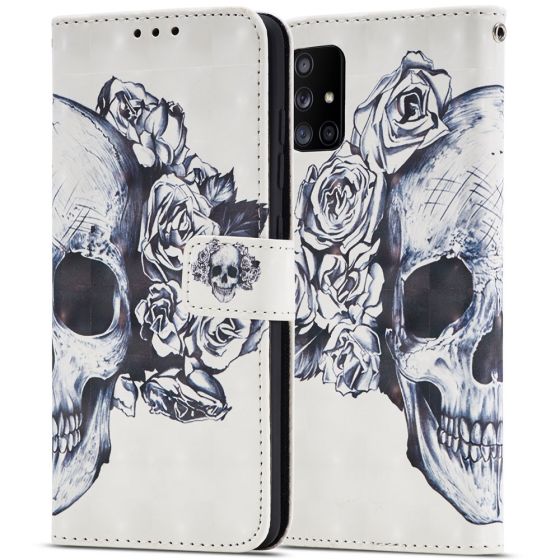 Flipcase für Samsung Galaxy A51 Handytasche mit Totenkopf / Skull Motiv