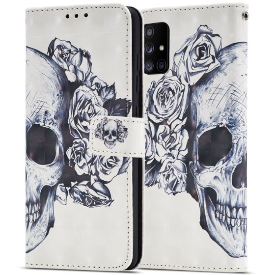 Flipcase für Samsung Galaxy A21s Handytasche mit Totenkopf Motiv