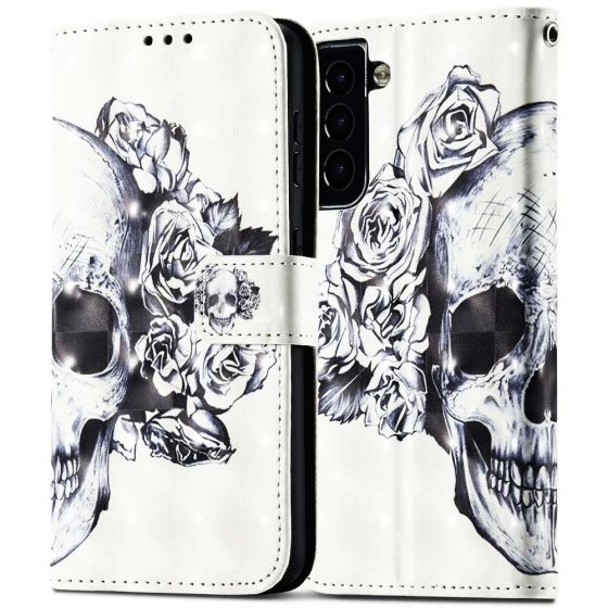 Handyhülle für Samsung Galaxy S21 FE Flipcase Totenkopf 