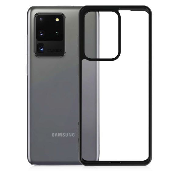 Original Panzerglass Samsung Galaxy S20 Ultra Premium Case Transparent mit schwarzen Rahmen