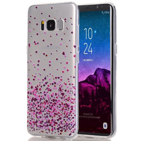 Silikon Handyhülle für Galaxy S8 - Lila Herzen | Versandkostenfrei