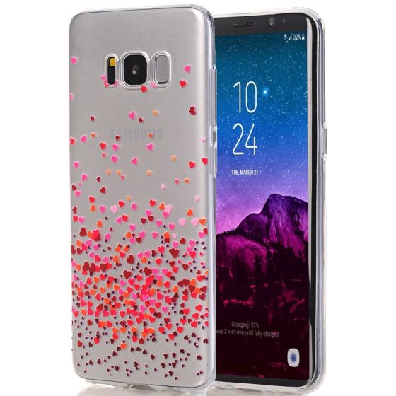 Silikon Handyhülle für Galaxy S8 - Rosa Herzen | hh24