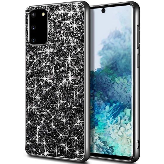Glitzer Hülle für Samsung Galaxy S20 Glitter Case Anthrazit / Schwarz
