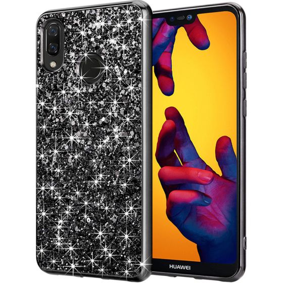 Fitsu Glitzer Hülle für Huawei P20 Lite in Anthrazit | handyhuellen-24