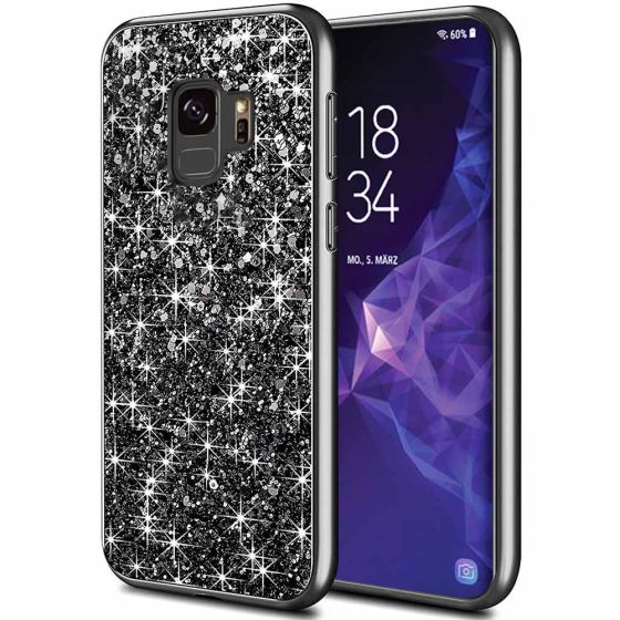 Glitzer Handyhülle für Samsung Galaxy S9 Glitter Case Schwarz