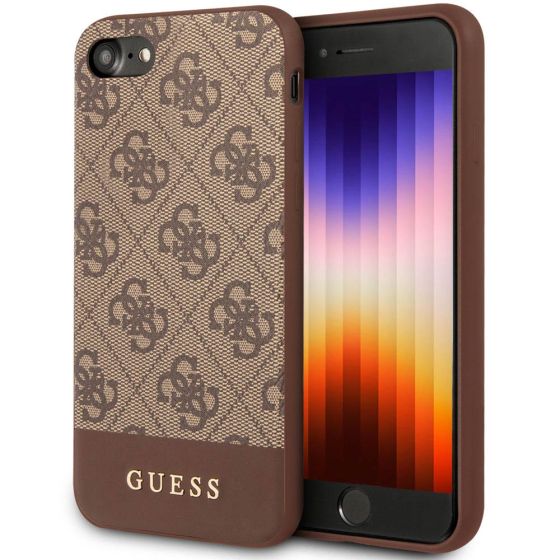 Original Guess Case für iPhone SE (2022) Handyhülle Brown