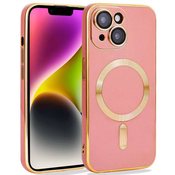 Handyhülle für iPhone 14 Rosa Gold MagSafe Kompatibel mit Kameraschutz