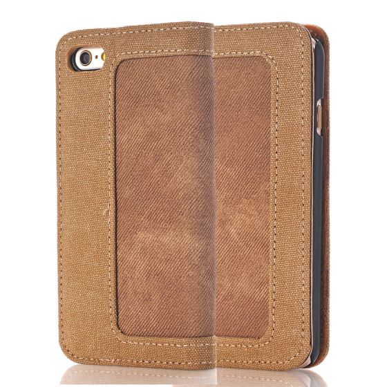 iPhone 6 / 6s Handytasche aus Jeansstoff in Braun