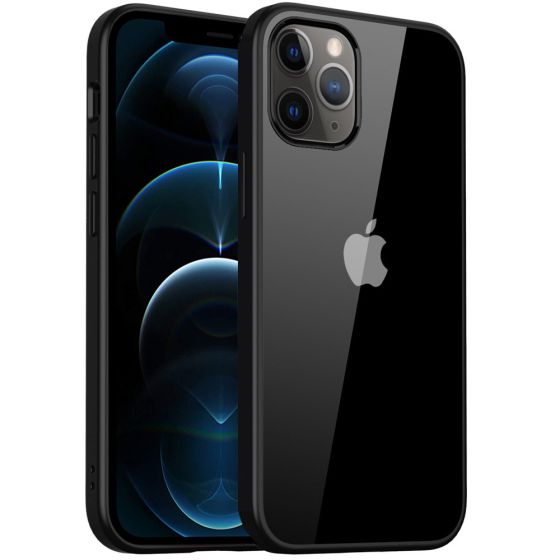 Transparente kristallklare Hülle für iPhone 12 Pro Max Case mit weichem schwarzen Rahmen