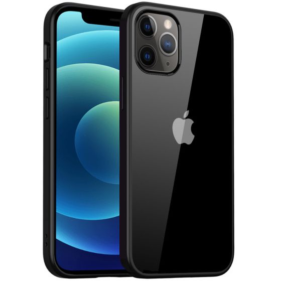 Transparente kristallklare Hülle für iPhone 12 Case mit weichem schwarzen Rahmen