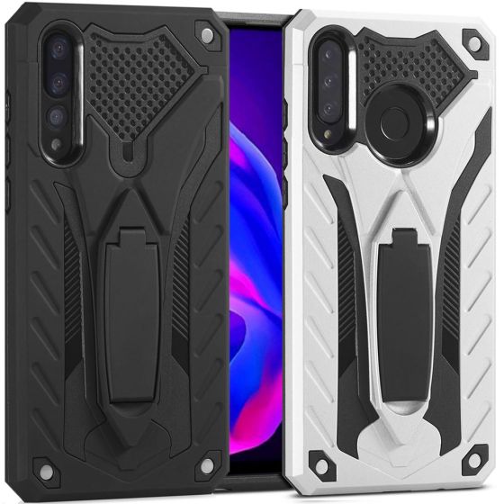 Robuste Double Layer Handy Hülle für Huawei P30 Lite Outdoor Case in Schwarz bzw. Silber