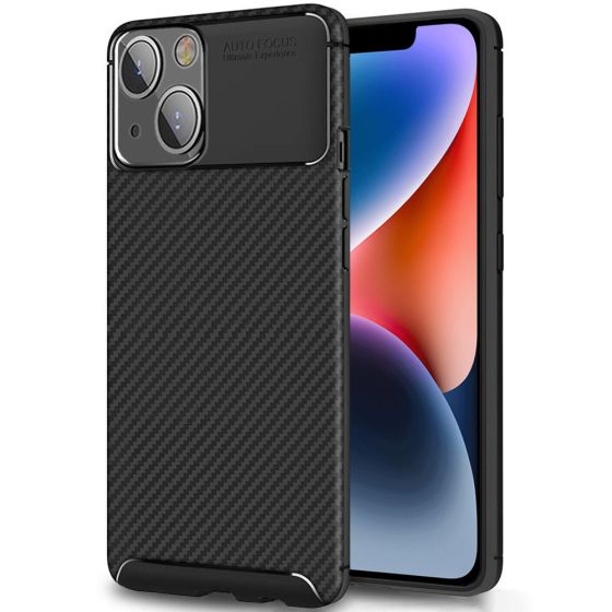 Handyhülle für Apple iPhone 14 Carbon Case Schwarz