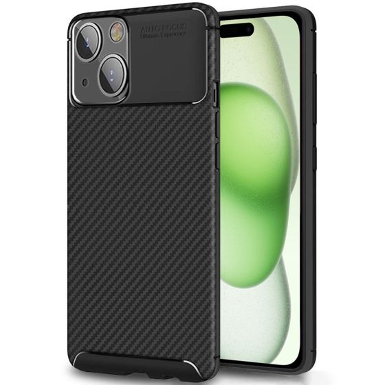 Handyhülle für Apple iPhone 15 Carbon Case Schwarz