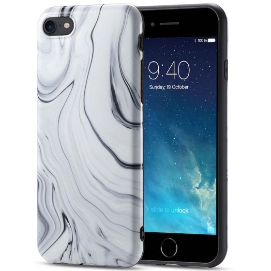 Handyhülle für iPhone 8 Handyhülle / Case in Marmor Optik Weiß