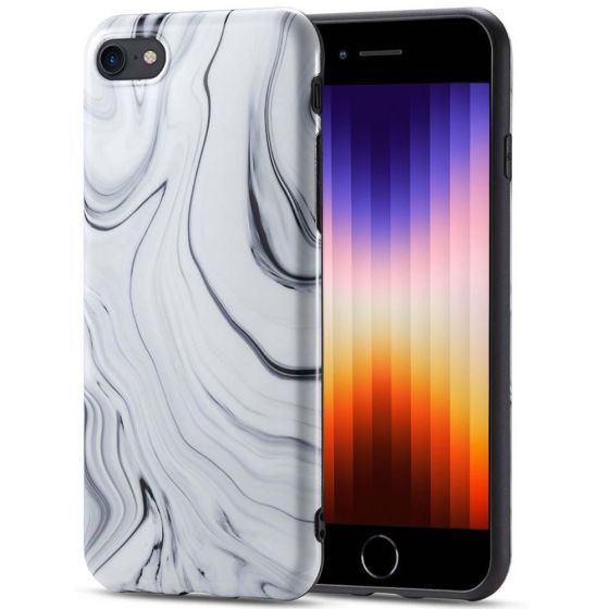 Handyhülle für iPhone SE (2022) Case in Marmor Optik Weiß