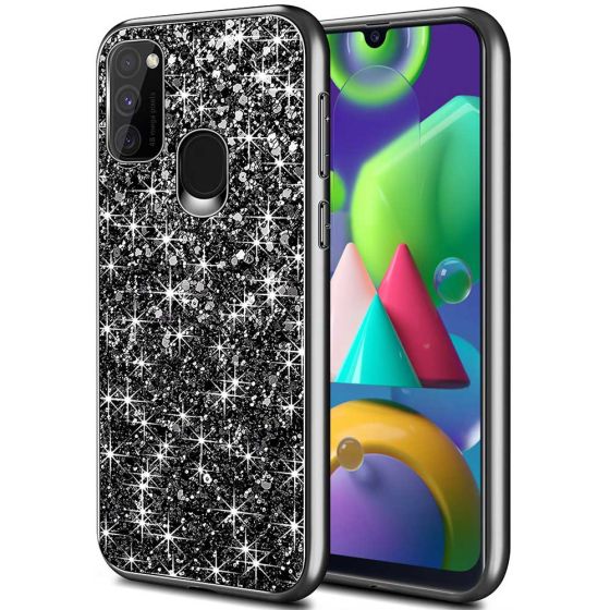 Glitzer Handyhülle für Samsung Galaxy M21 Schwarz