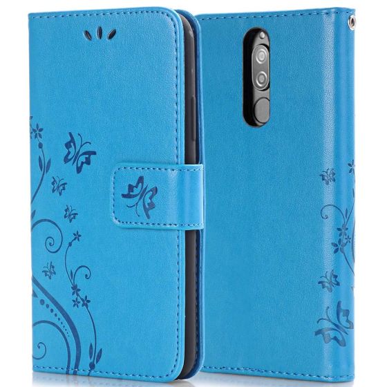 Flipcase für Huawei Mate 10 Lite Schmetterling Blumen Motiv Blau