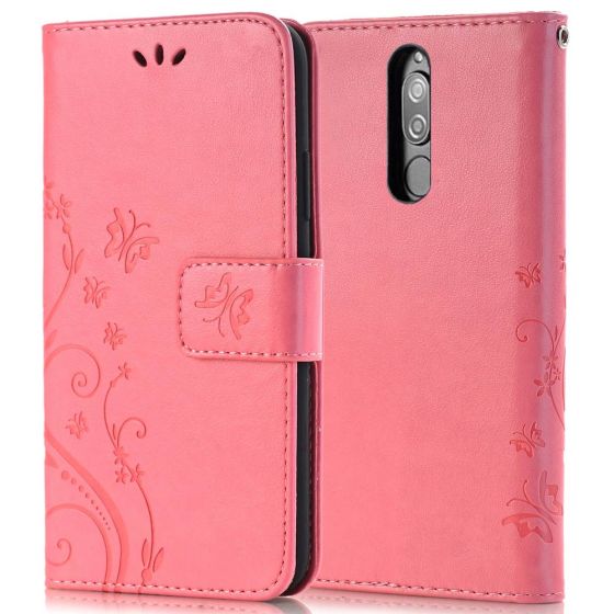 Flipcase für Huawei Mate 10 Lite Schmetterling Blumen Motiv Rosa
