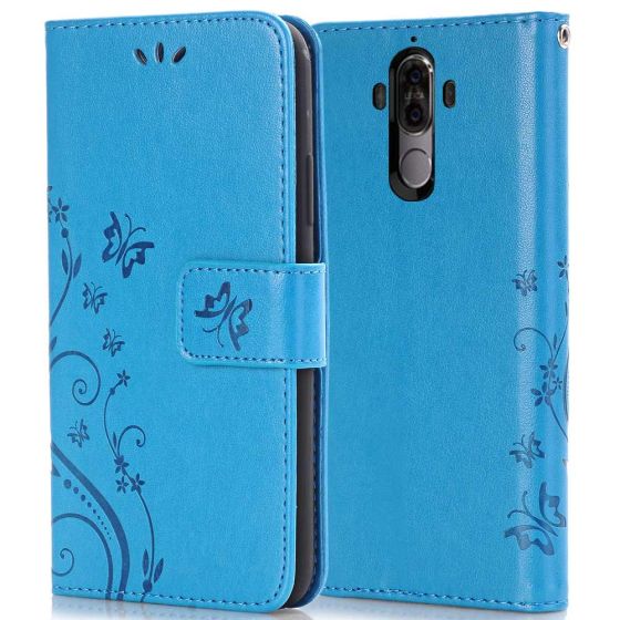 Flipcase für Huawei Mate 10 Pro Schmetterling Blumen Motiv Blau