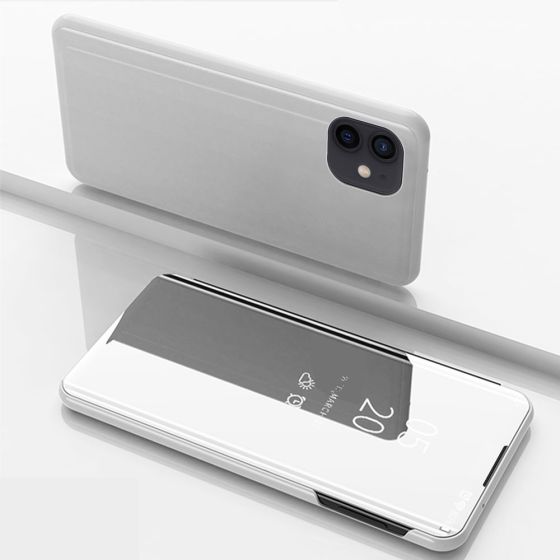 Spiegel Handyhülle für Apple iPhone 12 Flipcase in Silber