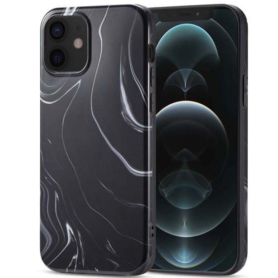 Handyhülle für iPhone 12 Handyhülle / Case in Marmor Optik Schwarz