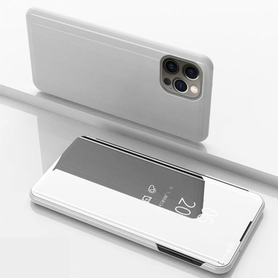 Spiegel Handyhülle für Apple iPhone 12 Pro Max Flipcase Silber