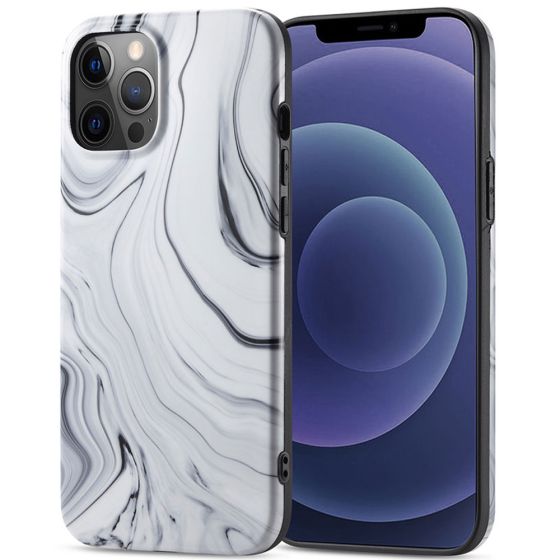 Handyhuelle fuer iPhone 12 Pro Max Handyhülle / Case in Marmor Optik - Weiß