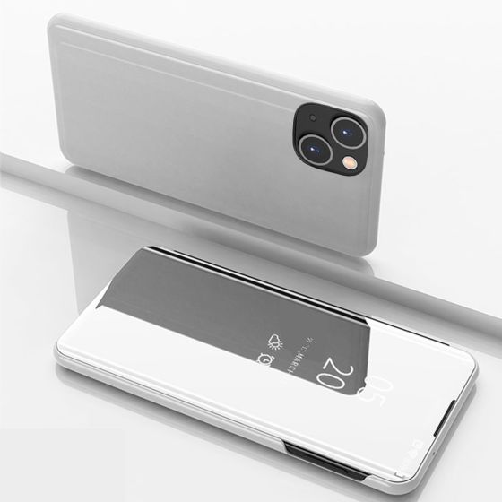 Spiegel Handyhülle für Apple iPhone 13 Mini Flipcase Silber