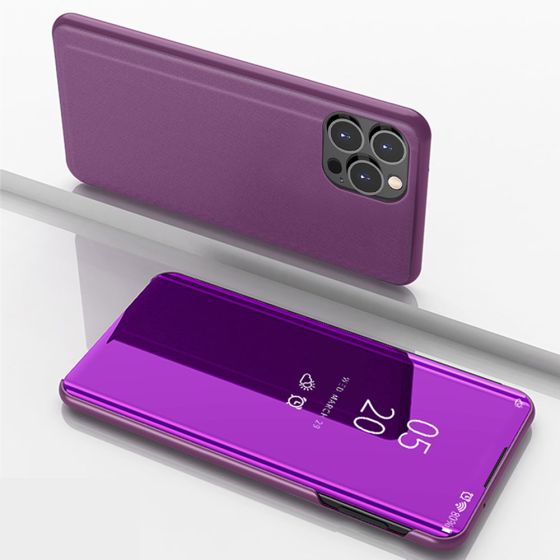 Spiegel Handyhülle für Apple iPhone 13 Pro Max Flipcase Pink