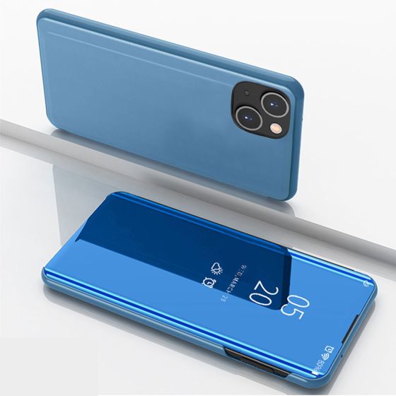 Spiegel Handyhülle für Apple iPhone 14 Flipcase Blau