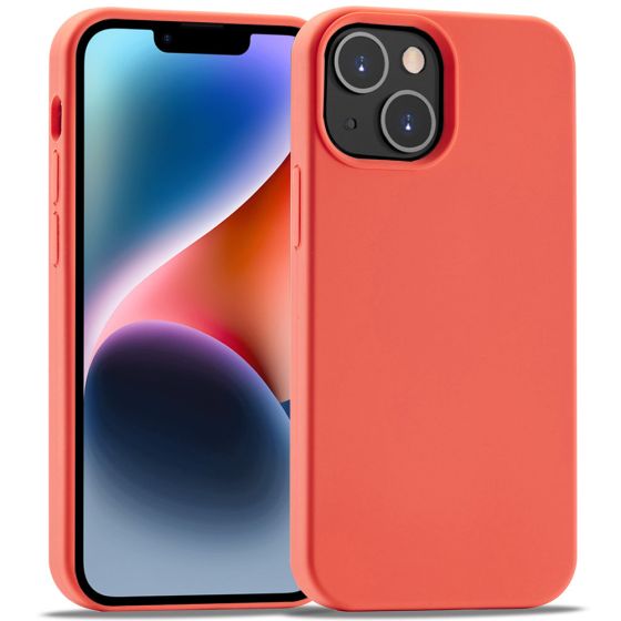Handyhülle für Apple iPhone 14 Plus Silikon Case Korallenrot