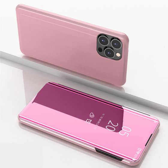 Spiegel Handyhülle für Apple iPhone 14 Pro Flipcase Rosa