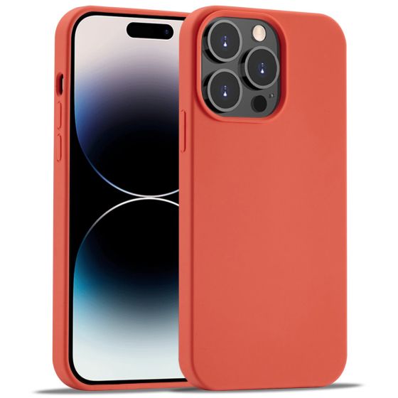 Handyhülle für Apple iPhone 14 Pro Silikon Case Korallenrot