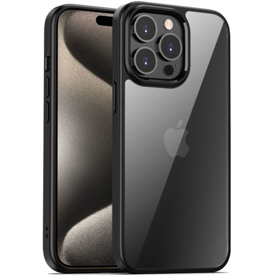 Transparente Schutzhülle für iPhone 15 Pro Max Case mit schwarzen Rahmen