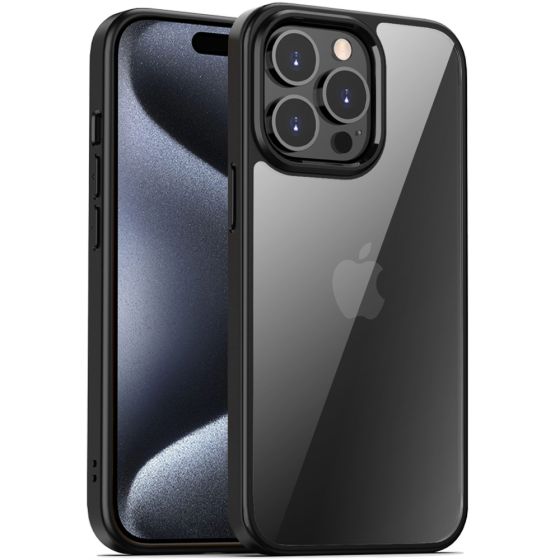 Transparente Hülle für iPhone 15 Pro Case schwarzer Rahmen 
