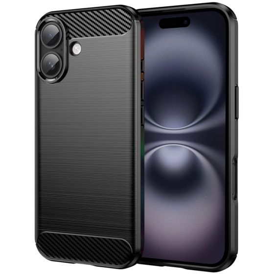Handyhülle für iPhone 16 Case im Carbon Design Schwarz