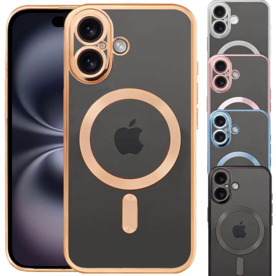 Durchsichtige Schutzhülle für iPhone 16 Hülle Transparent mit farbigen Rahmen MagSafe kompatibel mit Kameraschutz