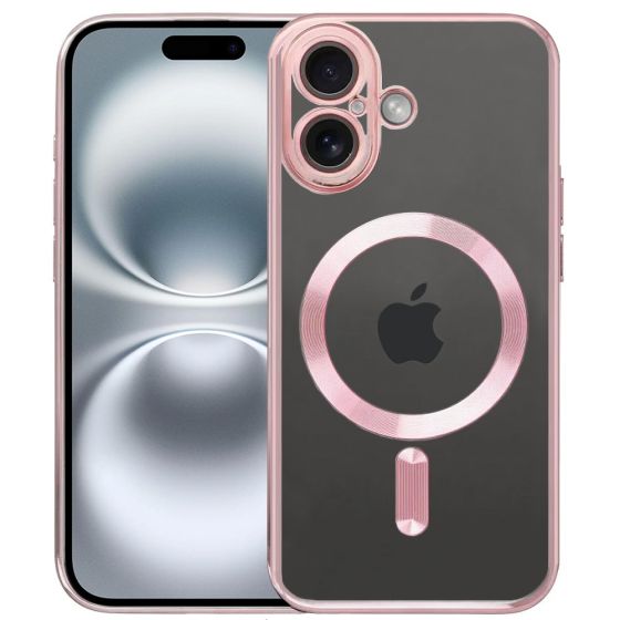 Schutzhülle für iPhone 16 Plus Hülle mit Kameraschutz Transparent Rosa