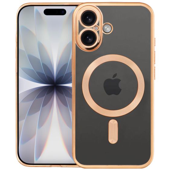 Durchsichtige Schutzhülle für iPhone 17 Hülle Transparent mit goldenen Rahmen MagSafe kompatibel mit Kameraschutz