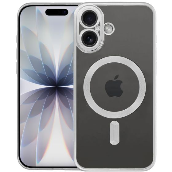 Durchsichtige Schutzhülle für iPhone 17 Hülle Transparent mit silbernen Rahmen MagSafe kompatibel mit Kameraschutz