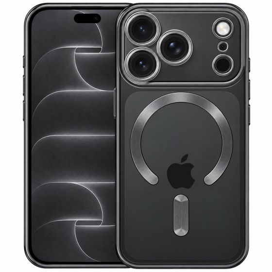 Transparente MagSafe Hülle für iPhone 18 Pro Case mit schwarzen Designelementen