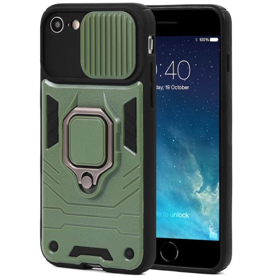 Handyhülle für iPhone 7 Case mit verschiebbarer Kameraabdeckung / Kamera Slider Grün 