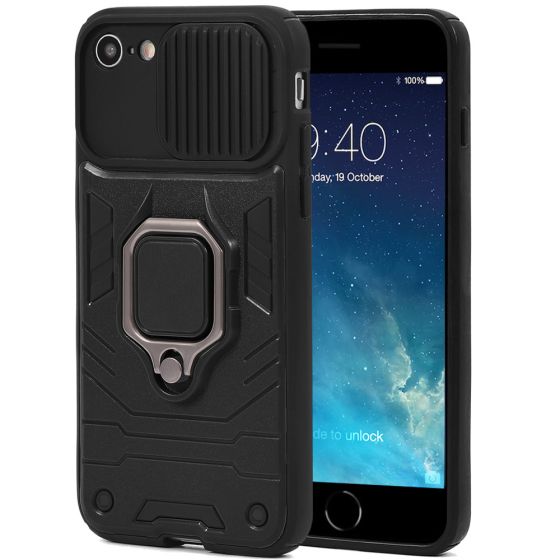 Handyhülle für iPhone 8 Case mit Kameraschutz / verschiebbarer Kameraabdeckung / Kamera Slider Schwarz
