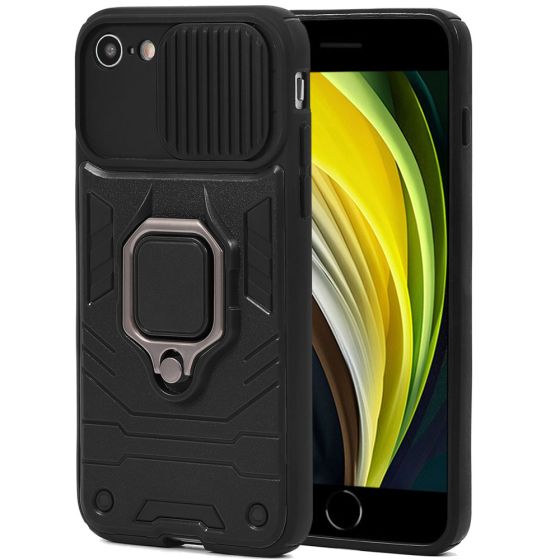 Handyhülle für iPhone SE 2020 Case mit Kameraschutz / verschiebbarer Kameraabdeckung / Kamera Slider Schwarz