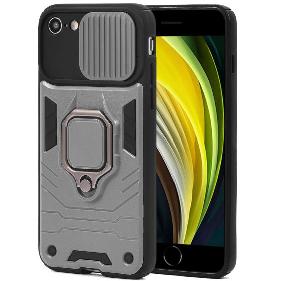 Handyhülle für iPhone SE 2020 Case mit Kameraschutz / verschiebbarer Kameraabdeckung / Kamera Slider Silber