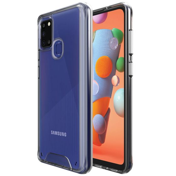 Transparente kristallklare Hülle für Samsung Galaxy A21s Hybrid Case mit weichem TPU-Silikon Rahmen und robuster Rückseite