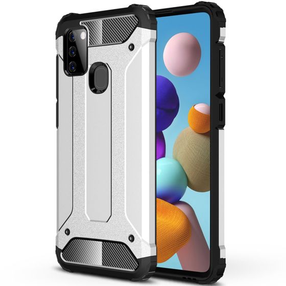 Robuste Outdoor Hülle für Samsung Galaxy A21s Case Silber