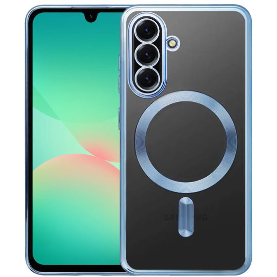 Handyhülle für Samsung Galaxy A26 5G Hülle mit Kameraschutz MagSafe in Blau Case Transparent