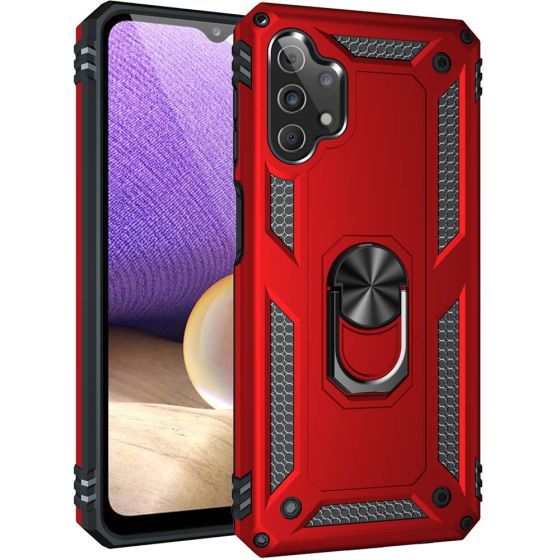 Handyhülle für Samsung Galaxy A32 Case Rot mit 360° Ringhalter