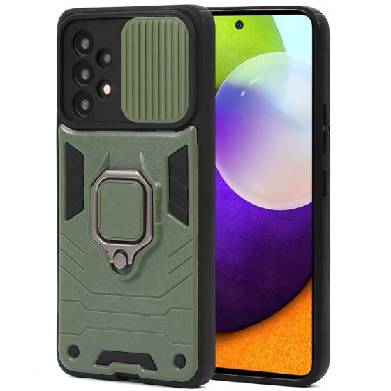 Handyhülle für Samsung Galaxy A52 Armor Case mit Kameraschutz / Kameraabdeckung / Kamera Slider Grün